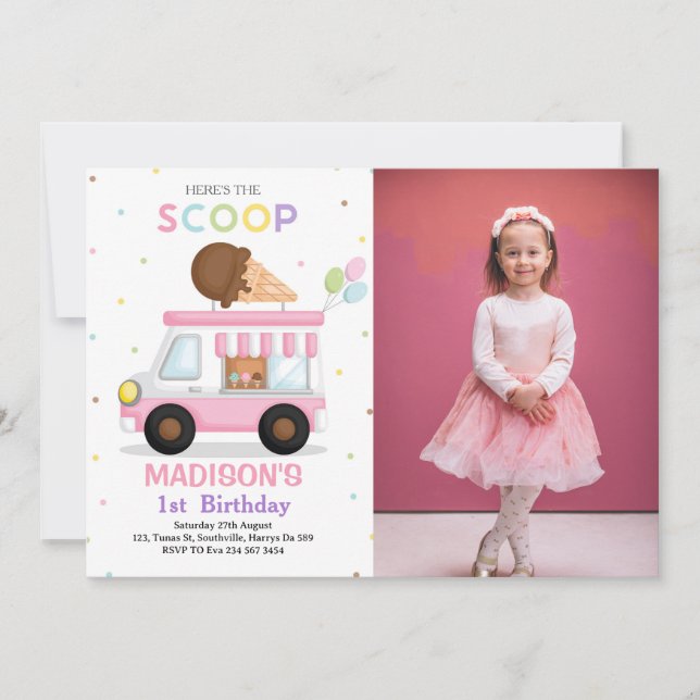 Invitación Febrero de cumpleaños de la foto de un camión con  (Anverso)