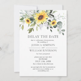 Invitación Fecha boda Aplazamiento Eucalyptus Sunflowers