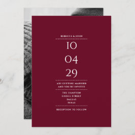 Invitación Fecha de Boda Minimalista en Burgundy