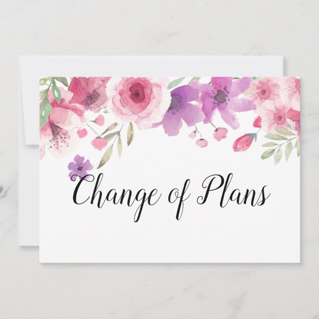 Invitación Fecha de cambio de planes pospuesta flores rosas (Anverso)