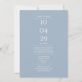 Invitación Fecha de la cena de ensayo en azul polvoriento