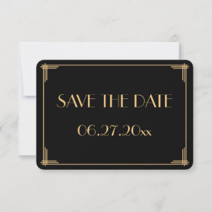 Invitación Fechas de boda redondas Art Deco del Gran Gatsby p