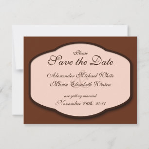 Invitación Fechas de bodas marrones y beige de chocolate para