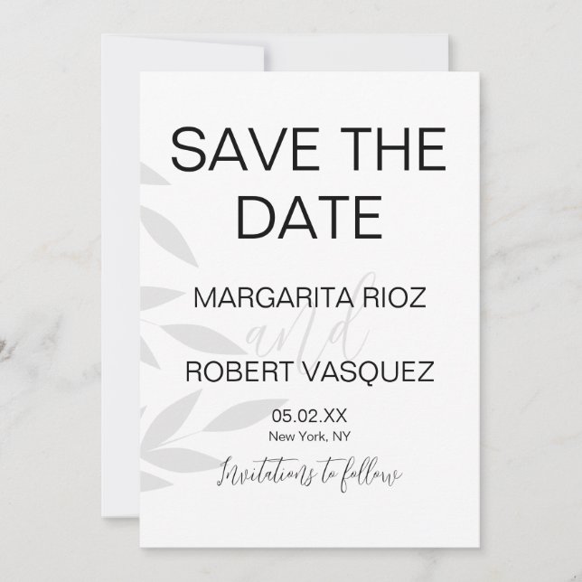Invitación Fechas de guardado de sucursal moderna gris escrit (Anverso)