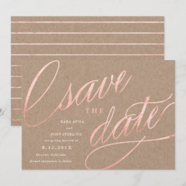 Invitación Fechas de Guardado Rústicas Chic Rosa Dorado | Ros