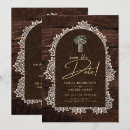 Invitación FECHAS DE GUARDAEQUIPAJE DE madera rústica