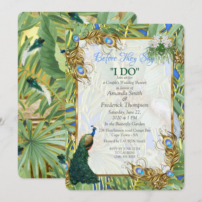 Invitación Feeds Royal Peacock (Anverso / Reverso)
