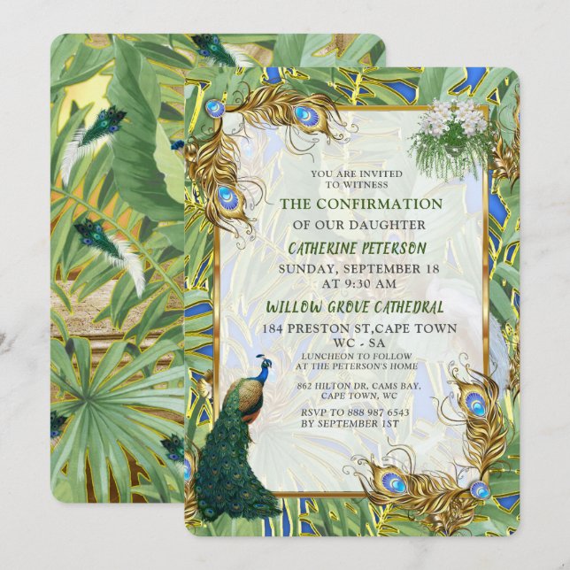Invitación Feeds Royal Peacock (Anverso / Reverso)