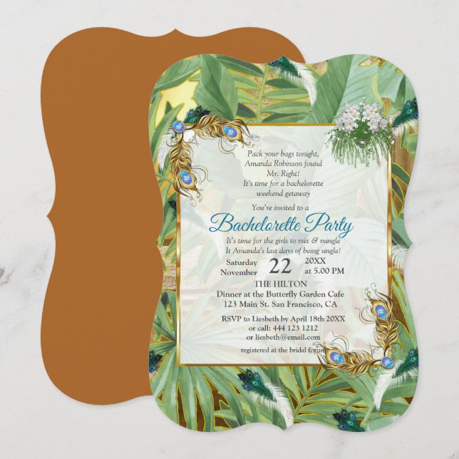 Invitación Feeds Royal Peacock (Anverso / Reverso)