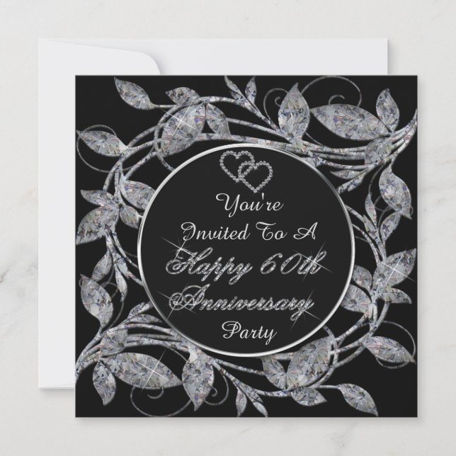 Invitación Felices 60 años de las hojas metálicas de diamante (Anverso)