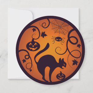 Invitación Felices arañas y murciélagos de gatos negros en la