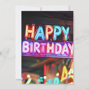 Invitación Felices cumpleaños Cartas de Rótulo Neon Cartas de