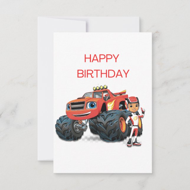 Invitación Felices deseos de coche monstruo de cumpleaños. (Anverso)