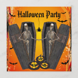 Invitación Felices esqueletos en la fiesta de Halloween en lo