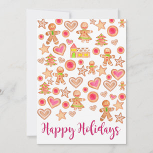 Invitación Felices fiestas acuarela galletas de pan de jengib