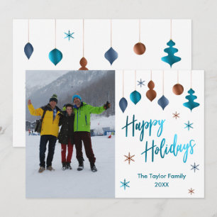 Invitación Felices Fiestas Agrega Tu Foto Adornos Retro