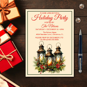 Invitación Felices fiestas de feriado de las linternas de inv