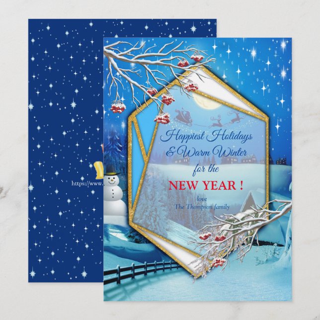 Invitación Felices fiestas de invierno (Anverso / Reverso)