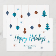 Felices Fiestas Decoración Retro Verde Cobre Azul