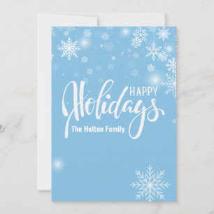 Invitación Felices fiestas doradas copos de nieve y adornos N