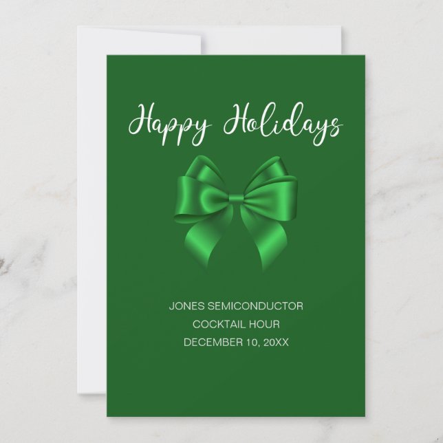 Invitación Felices Fiestas Elegantes Verdes (Anverso)