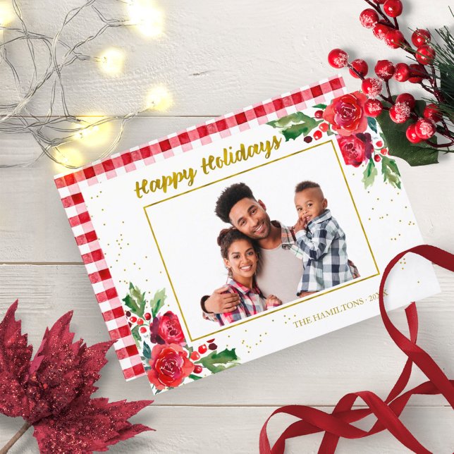 Invitación Felices Fiestas Flores de Invierno Foto de Navidad (Subido por el creador)