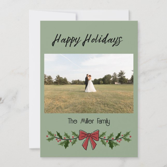 Invitación Felices fiestas Garland y Mistletoe (Anverso)