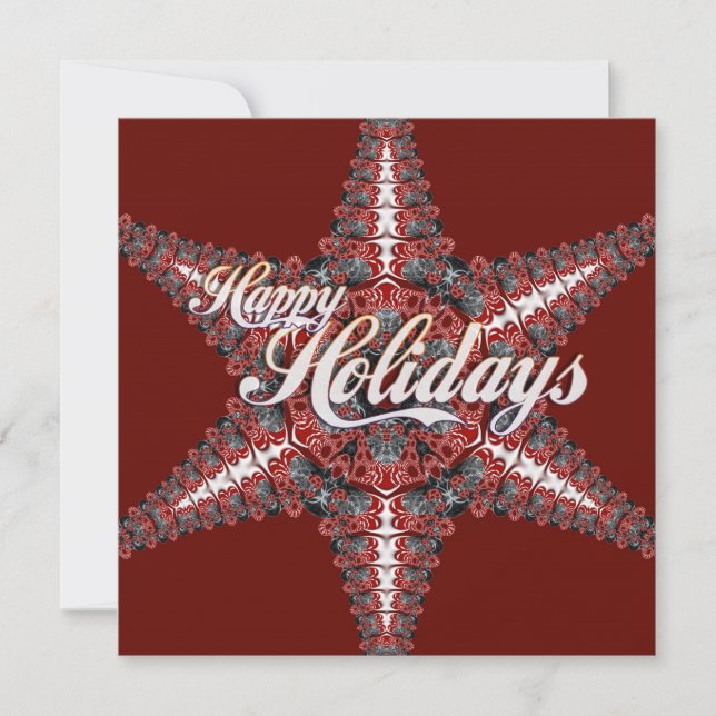 Invitación Felices Fiestas Navidades Estrella Festividad Roja (Anverso)