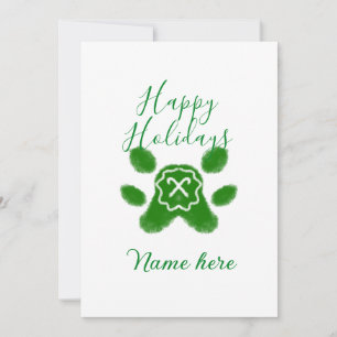 Invitación Felices fiestas perro pata dulce caña animal verde