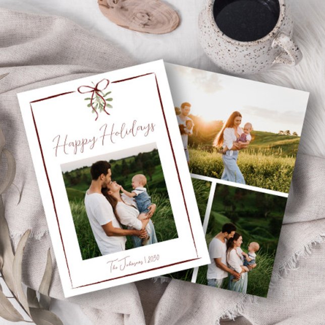 Invitación Felices Fiestas Rojas Mano Derramada Bow Invierno  (Subido por el creador)