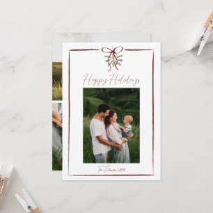 Invitación Felices Fiestas Rojas Mano Derramada Bow Invierno 