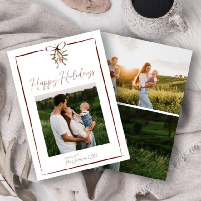 Invitación Felices Fiestas Rojas Mano Derramada Bow Winter 3  (Subido por el creador)