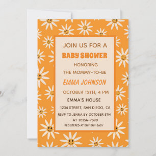 Invitación Felices Groovy Retros Blancas Margaritas 