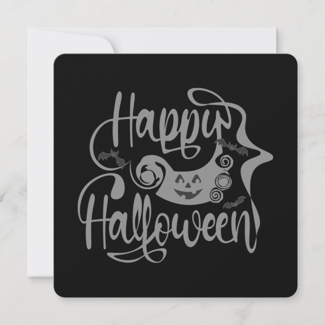 Invitación Felices murciélagos de Halloween jack o lantern (Anverso)