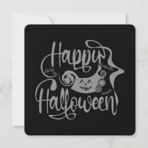 Invitación Felices murciélagos de Halloween jack o lantern