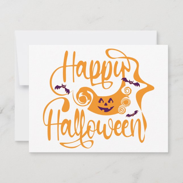 Invitación Felices murciélagos de Halloween jack o lantern (Anverso)