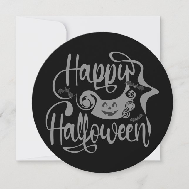 Invitación Felices murciélagos de Halloween jack o lantern (Anverso)