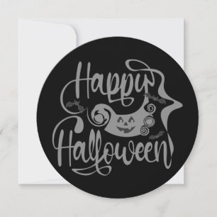 Invitación Felices murciélagos de Halloween jack o lantern