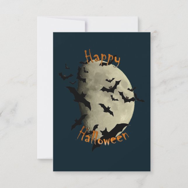 Invitación Felices murciélagos de Halloween y luna de miel (Anverso)