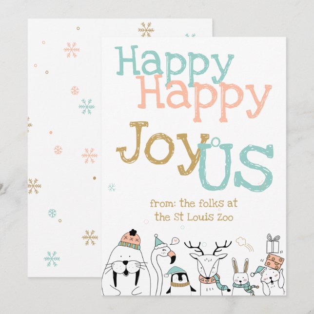 Invitación Felices Navidades de Animales Personalizados de Jo (Anverso / Reverso)