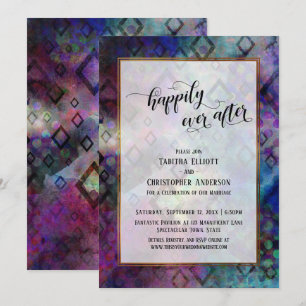 Invitación Felices para Siempre Abstracto Colorido con Oro