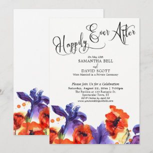 Invitación Felices para Siempre Amapolas Pintadas Lirios Mora