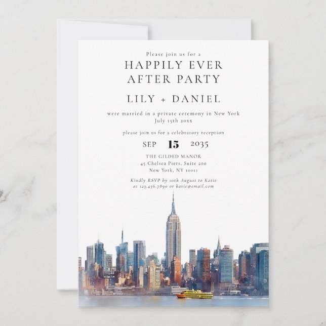 Invitación Felices para Siempre Boda en Nueva York (Anverso)
