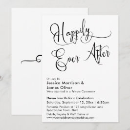 Invitación Felices para Siempre Caligrafía en Blanco y Negro