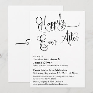 Invitación Felices para Siempre Caligrafía en Blanco y Negro