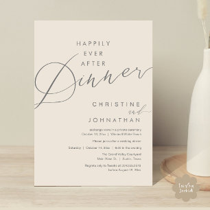 Invitación Felices para Siempre Cena Romántica Elegante Boda