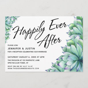 Invitación Felices para Siempre con Suculentas de Acuarela