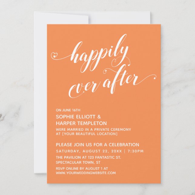 Invitación Felices para Siempre Corazones Recepción de Crema  (Anverso)