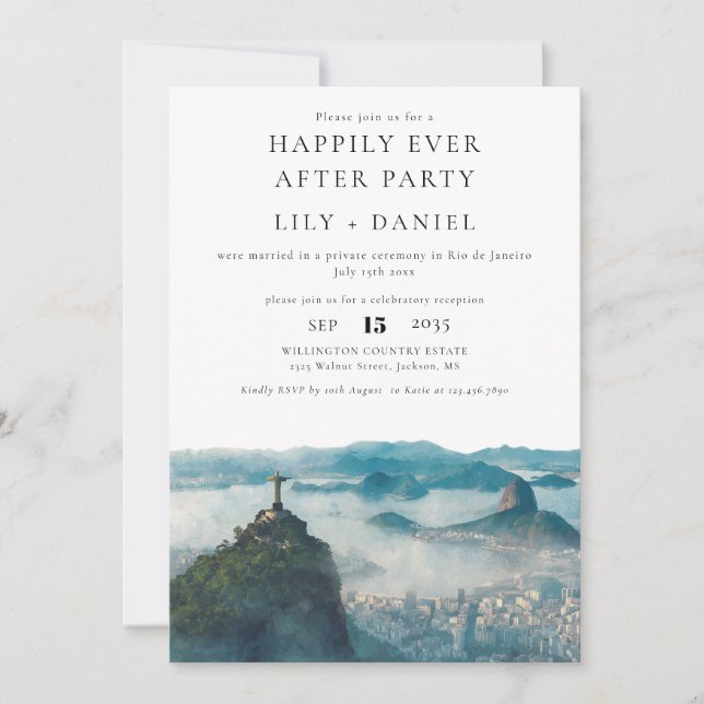 Invitación Felices para Siempre Después Río de Janeiro Boda B (Anverso)