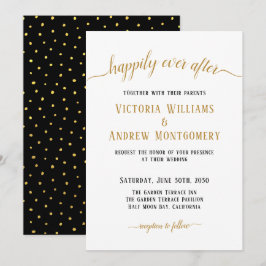 Invitación Felices para Siempre Elegante Escritura Dorada Bod
